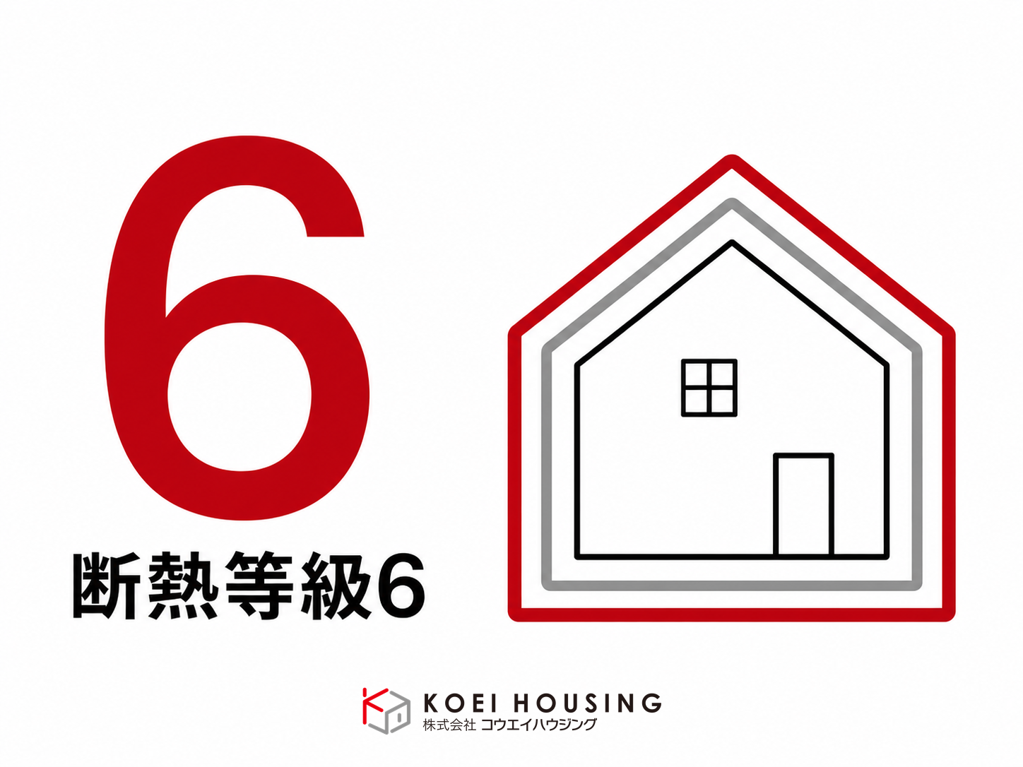 断熱等級6を表す、断熱層で住宅を包むイラスト
